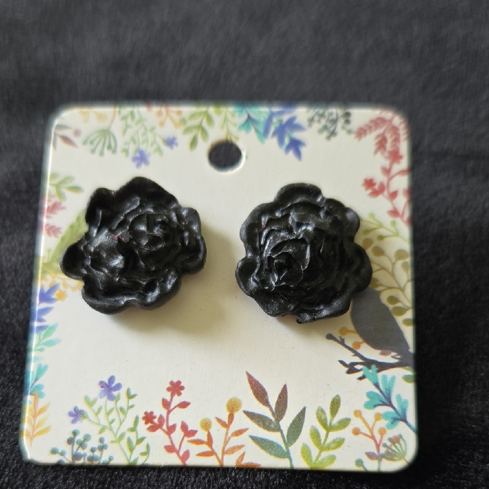 Black Floral Earrings
